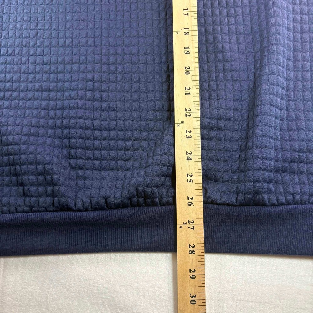 Progress Mens Navy Blue Quilted Textured Grid Crew Neck Sweatshirt Pullover - Picture 4 of 5